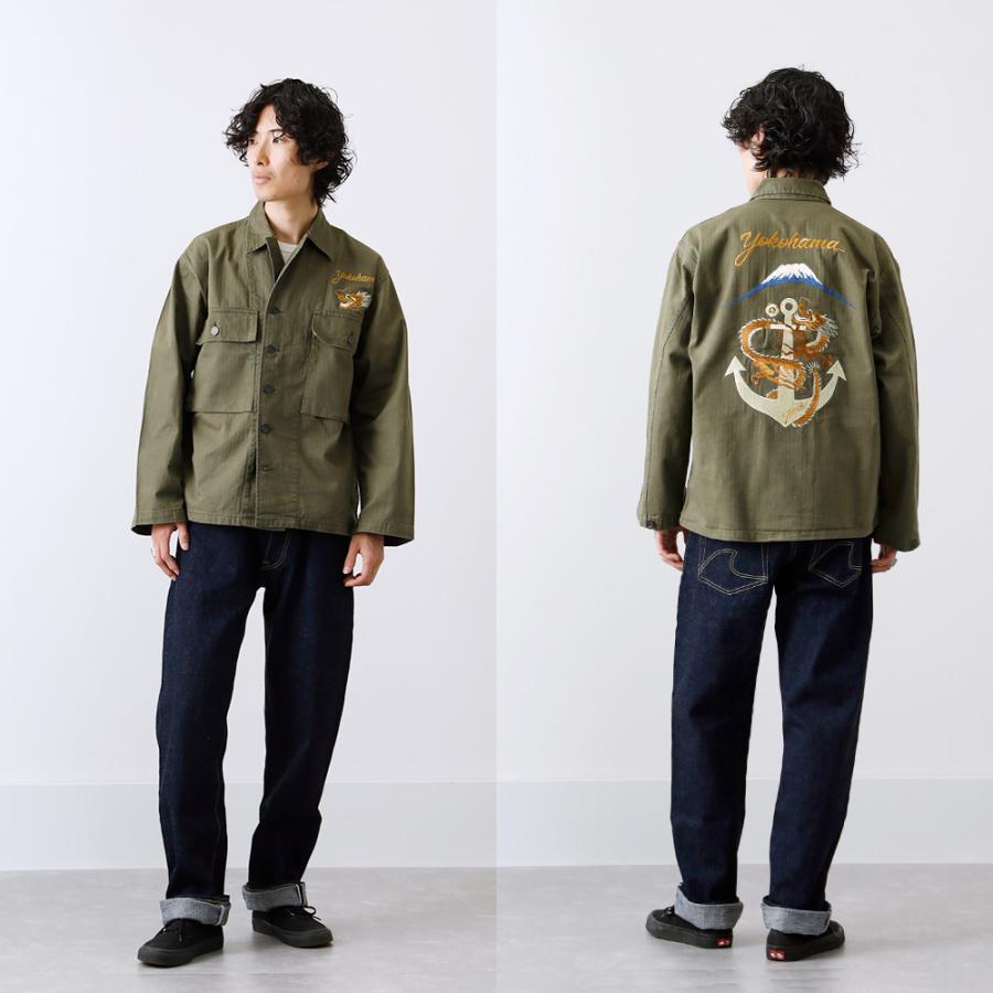ミリタリージャケット メンズ 薄手 刺繍 M43 ARMY 富士山 羽織り