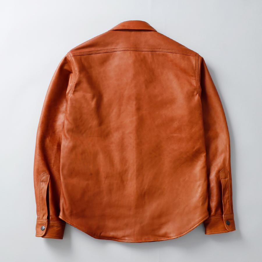 10%OFF！ファミリーセール！ ホースレザーシャツ 馬革 日本製 メンズ アウター レザーシャツ ヴィンテージ 加工 本革 シャツジャケット ハンドメイドの画像
