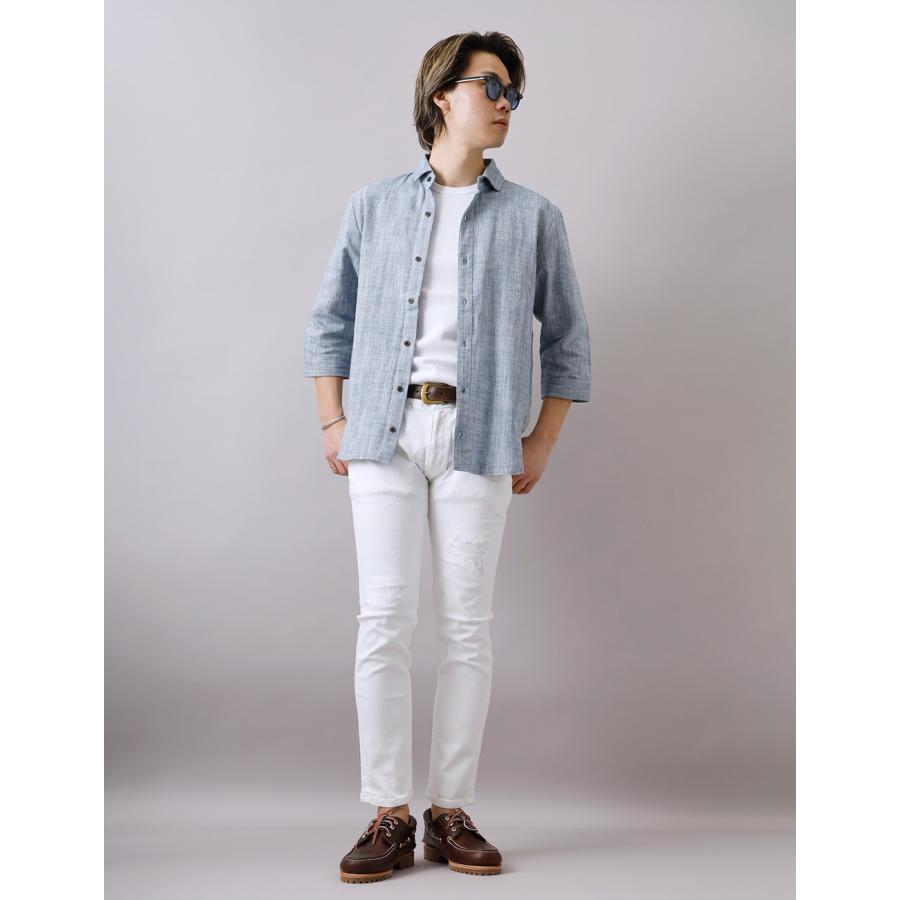 BLUE PORT 20%OFF！ファミリーセール！ 七分袖 リネンシャツ メンズ 綿