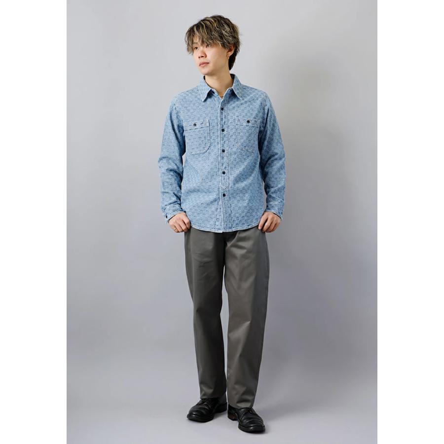 BLUE PORT デニムシャツ メンズ ワークシャツ 長袖 インディゴ ジャ