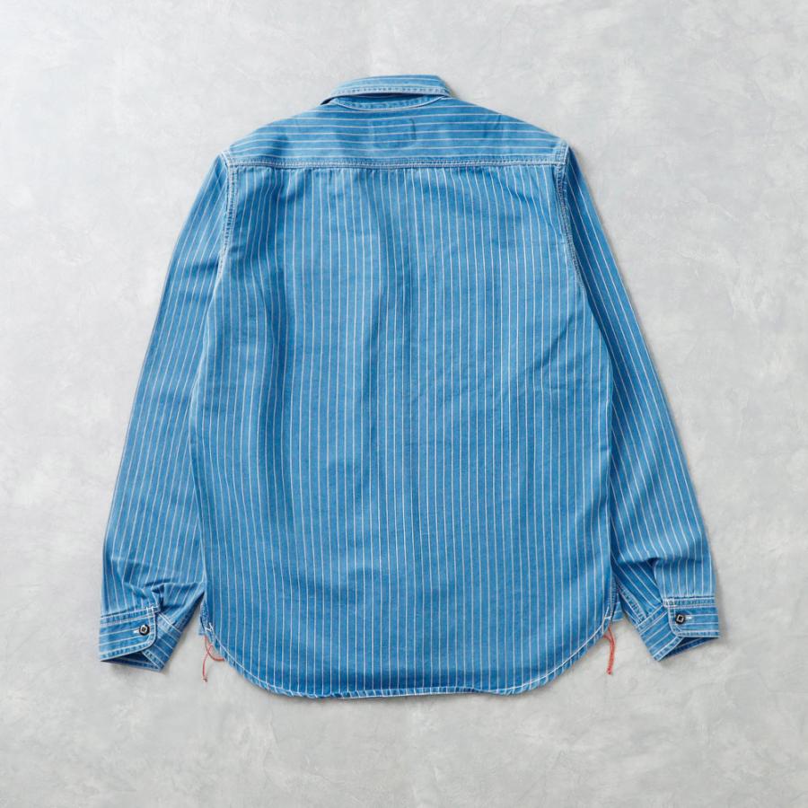 BLUE PORT インディゴ ワークシャツ メンズ ウォバッシュ 長袖 シャツ