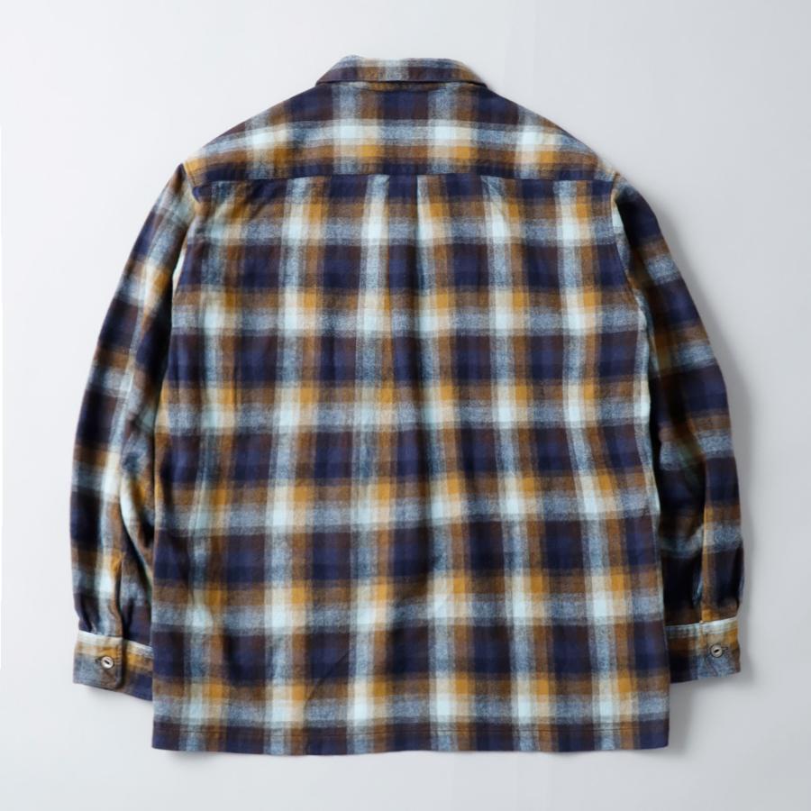 BLUE PORT オンブレ メンズ シャツ 長袖 フランネル 綿100