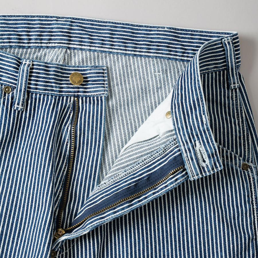 FREEWHEELERS ヒッコリーストライプ　ワイドストレート　バギーパンツ BLUE PORT ワイドパンツ メンズ ヒッコリー ヒッコリーパンツ