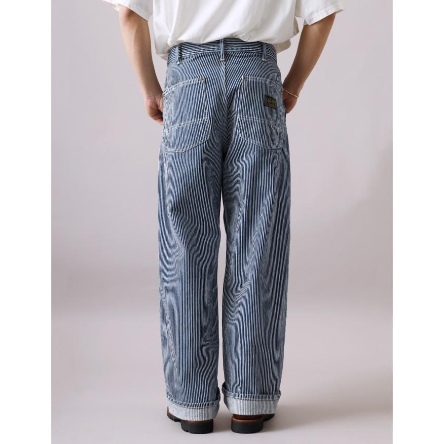 FREEWHEELERS ヒッコリーストライプ　ワイドストレート　バギーパンツ BLUE PORT ワイドパンツ メンズ ヒッコリー ヒッコリーパンツ