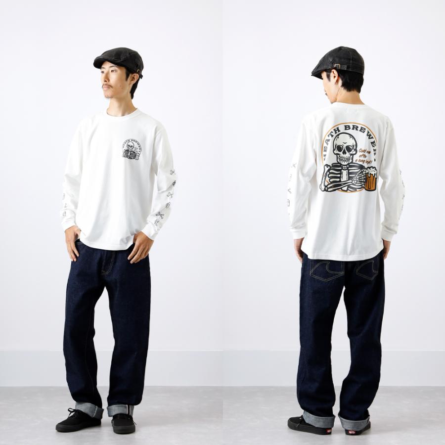 ロンT メンズ カットソー アメカジ 長袖 バックプリント 袖プリント