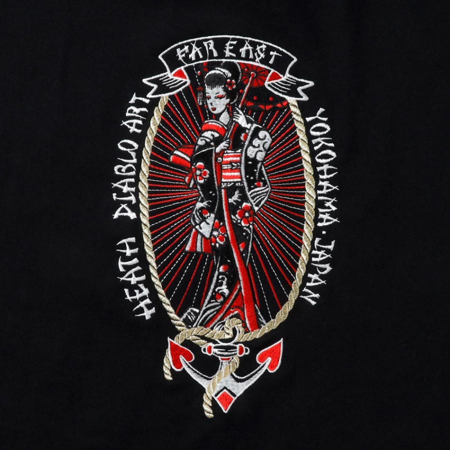 ロンT メンズ カットソー アメカジ 長袖 桐生産刺繍 刺繍Tシャツ 芸者