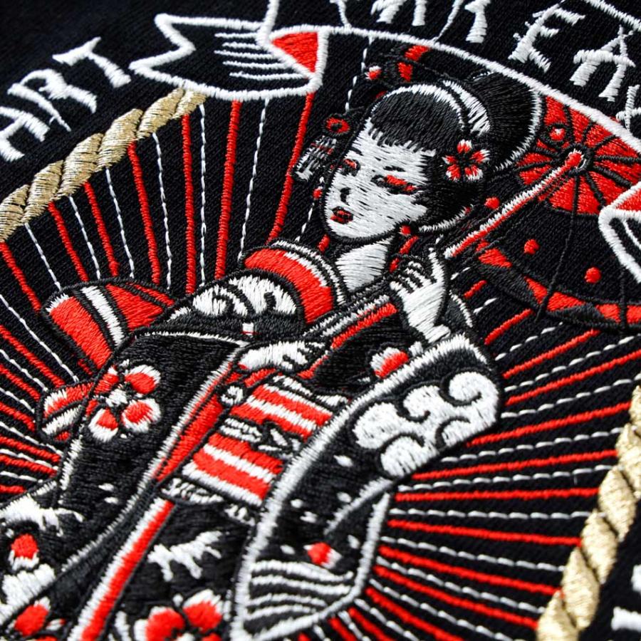 ロンT メンズ カットソー アメカジ 長袖 桐生産刺繍 刺繍Tシャツ 芸者