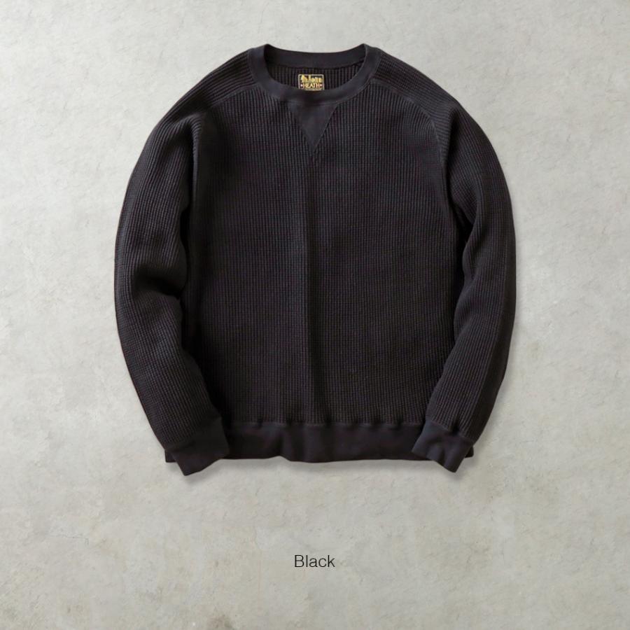 鬼ワッフル メンズ 長袖 ガゼット クルーネック カットソー ヘビー