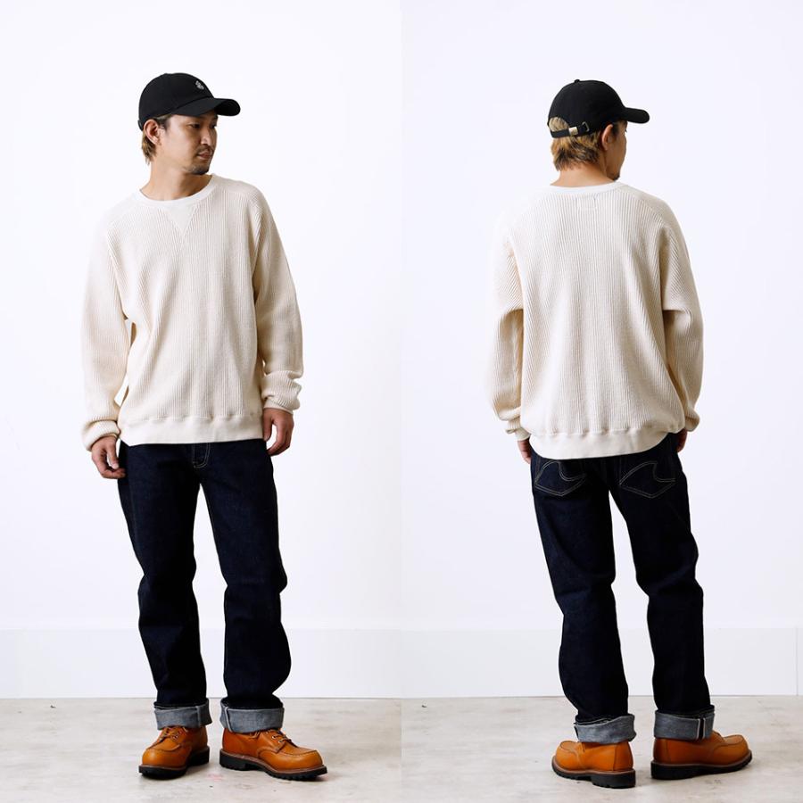 30%OFF！ファミリーセール！鬼ワッフル メンズ 長袖 ガゼット クルー