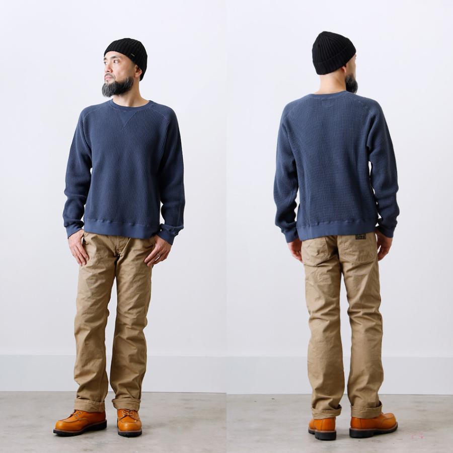 30%OFF！ファミリーSALE！ 鬼ワッフル メンズ 長袖 ガゼット クルー