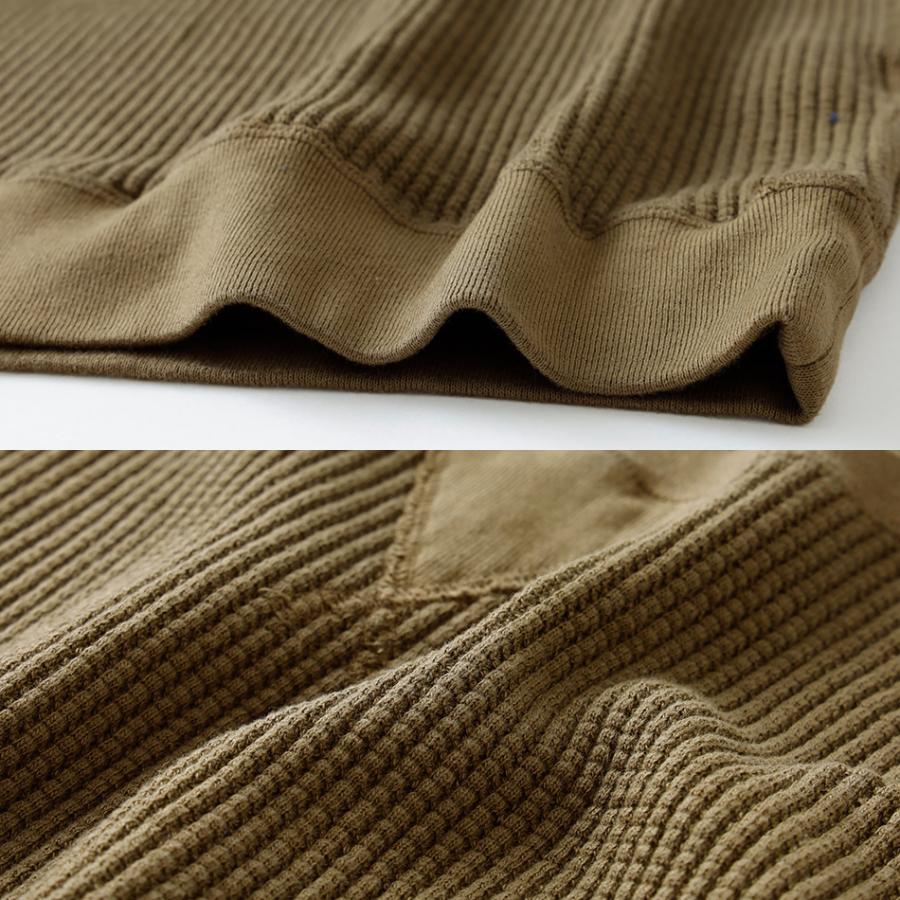 30%OFF！ファミリーセール！鬼ワッフル メンズ 長袖 ガゼット クルー