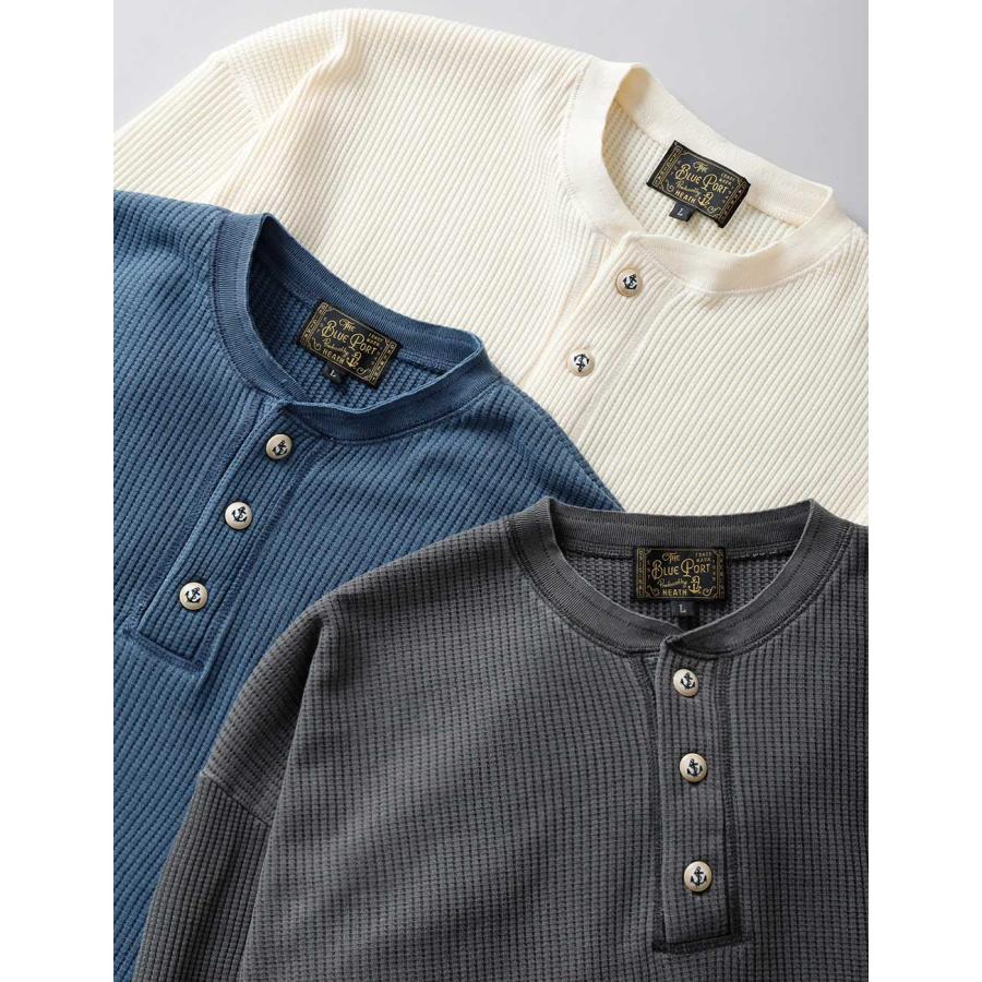 BLUE PORT サーマル メンズ Tシャツ カットソー 長袖 ワッフル ロンT