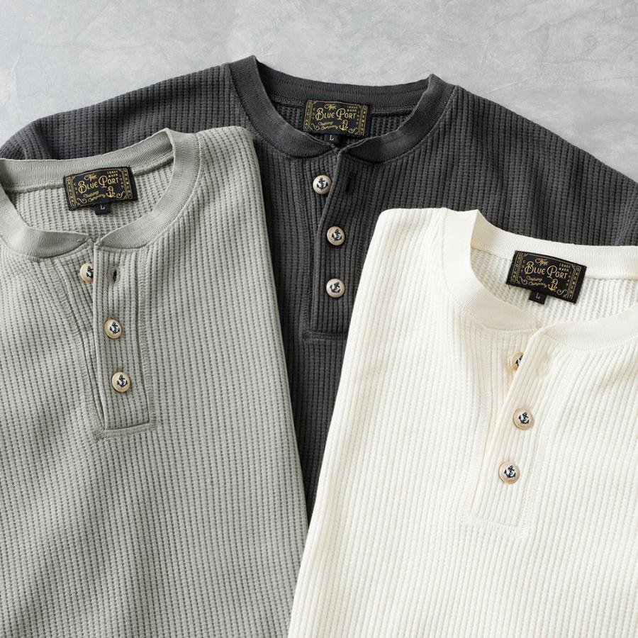 BLUE PORT サーマル メンズ Tシャツ カットソー 長袖 ワッフル ロンT