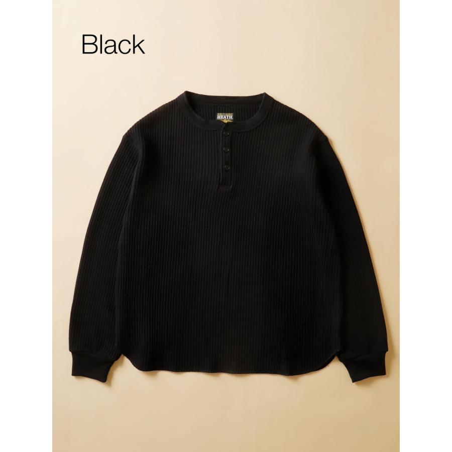 サーマルロンT メンズ ヘンリーネック ワッフル 無地 HEATH M-XL
