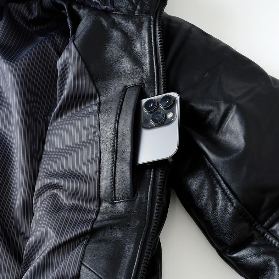 C DIEM カルペディエム レザー キルト ダウン ジャケット メンズ