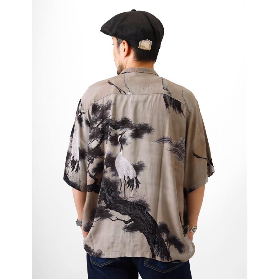 【超美品】REMI RELIEF × BEAMS PLUS / アロハシャツ REMI RELIEF（レミ レリーフ） アロハシャツ メンズ 鶴柄 総柄