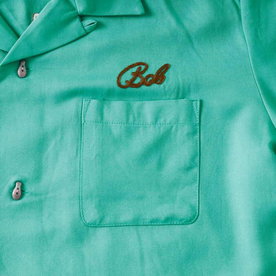 ボーリングシャツ メンズ 半袖シャツ 開襟シャツ オープンカラー 刺繍