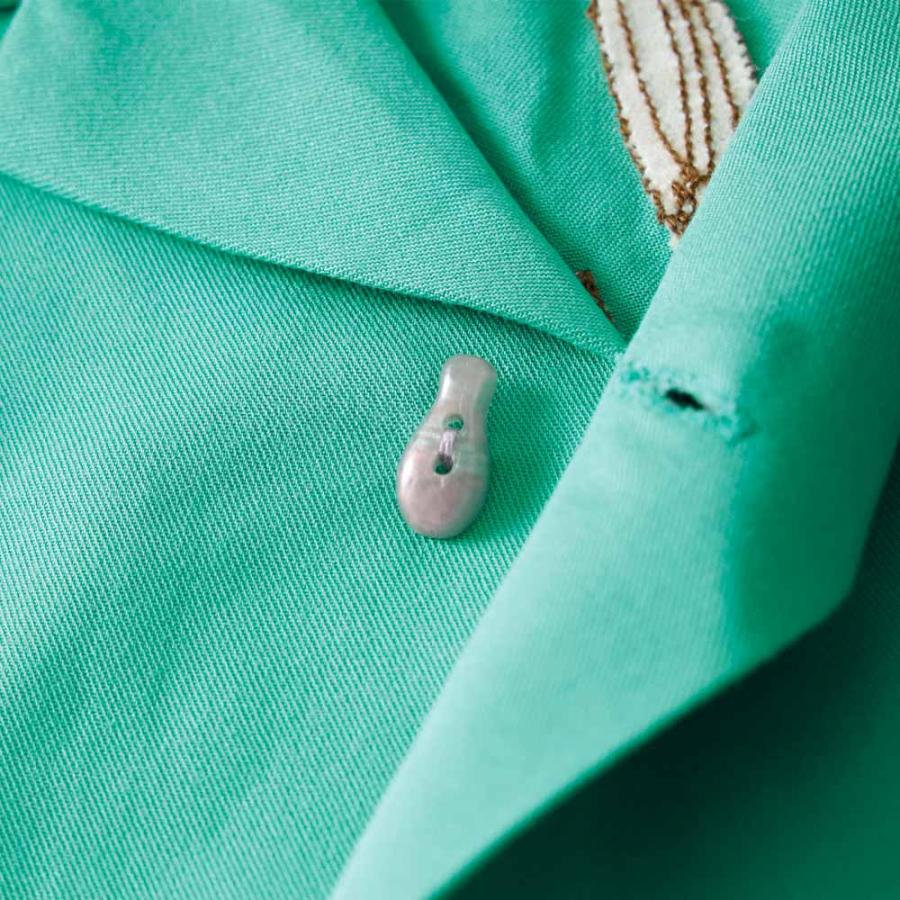 ボーリングシャツ メンズ 半袖シャツ 開襟シャツ オープンカラー 刺繍