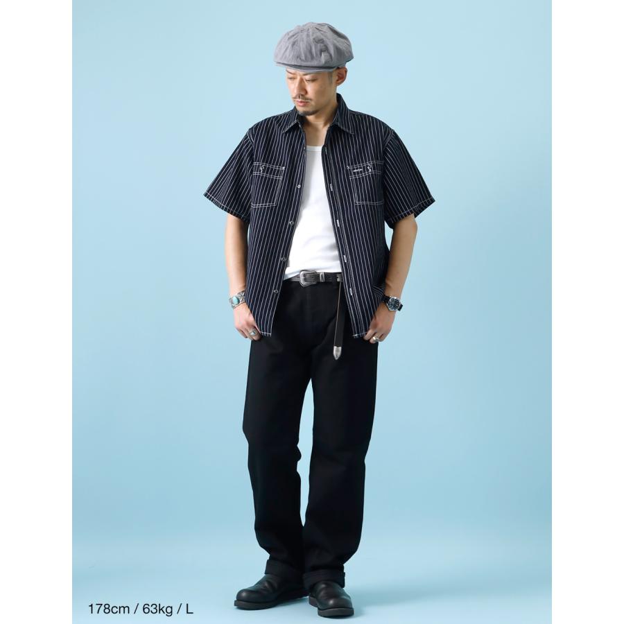 ワークシャツ メンズ 半袖 ウォバッシュストライプ アメカジ HEATH M