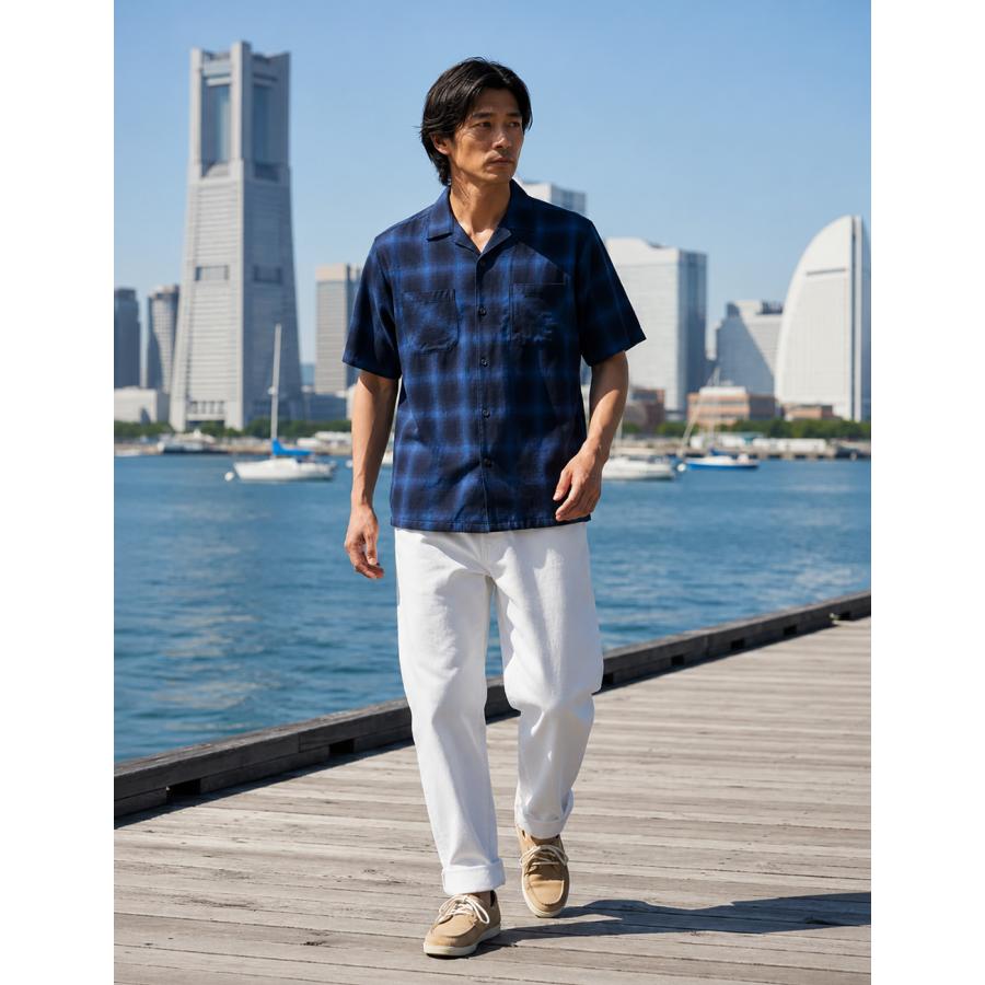 BLUE PORT オープンカラーシャツ メンズ 日本製 国産 岡山 児島