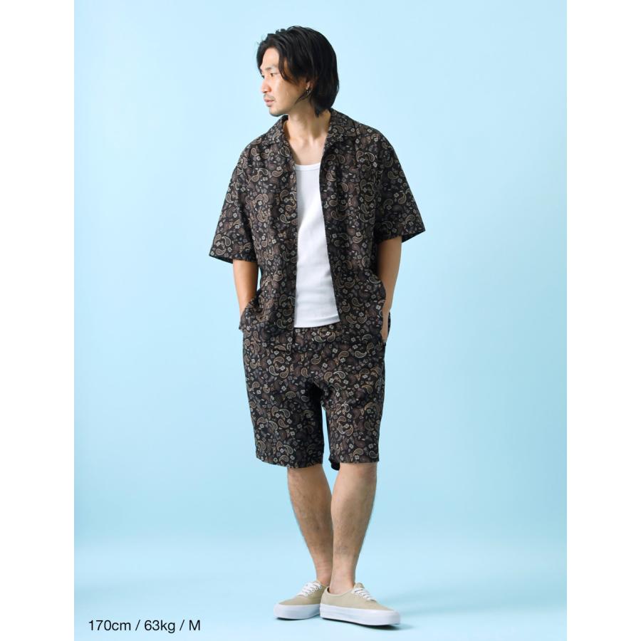 BLUE PORT ショートパンツ メンズ ペイズリー イージー 総柄 綿100