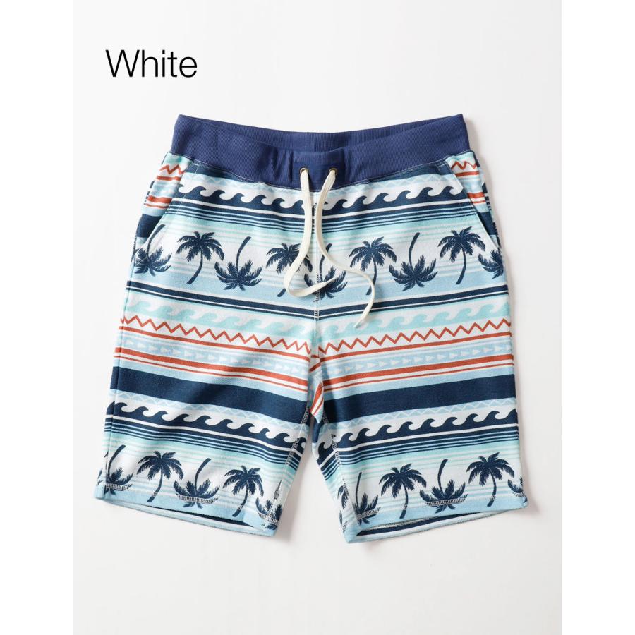 BLUE PORT ショートパンツ メンズ 裏パイル スウェット 総柄 夏 マリン