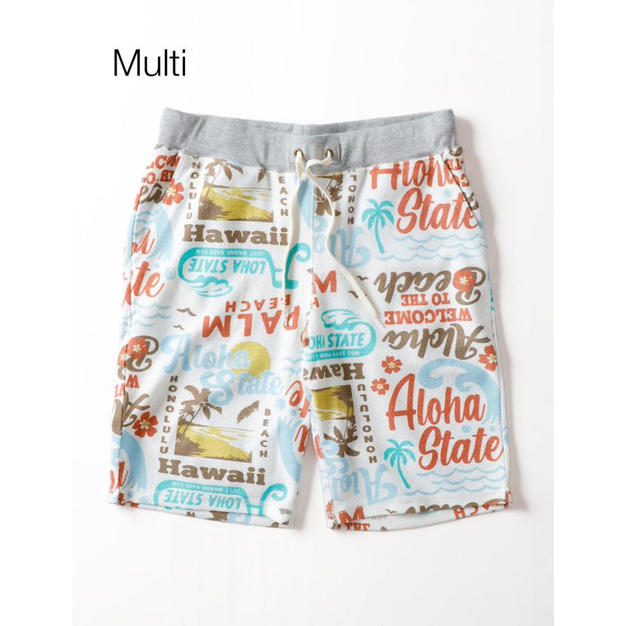 BLUE PORT ショートパンツ メンズ 裏パイル スウェット 総柄 夏 マリン