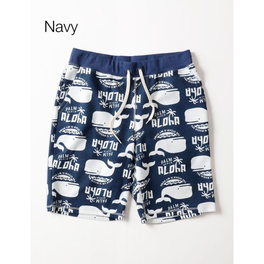 BLUE PORT ショートパンツ メンズ 裏パイル スウェット 総柄 夏 マリン