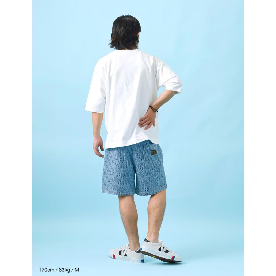 ショートパンツ メンズ インディゴデニム ウエストゴム 夏 HEATH M-XL