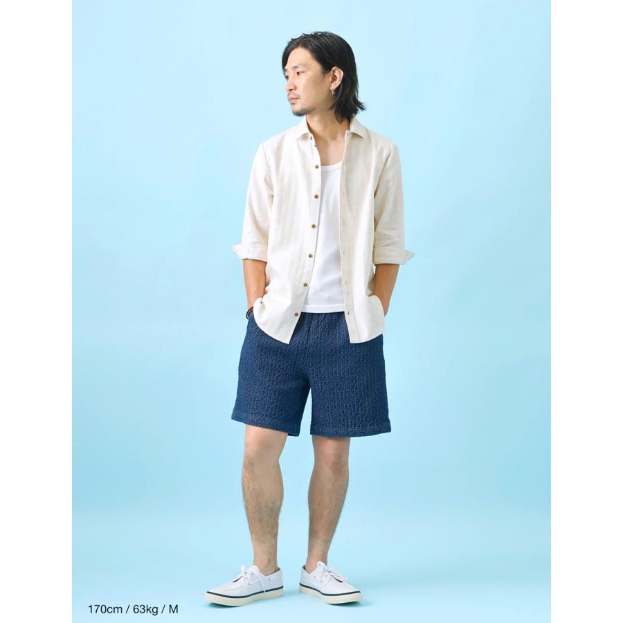 DOUBLE インディゴ ショートパンツ Mサイズ ショートパンツ メンズ インディゴデニム ウエストゴム 夏 HEATH M-XL