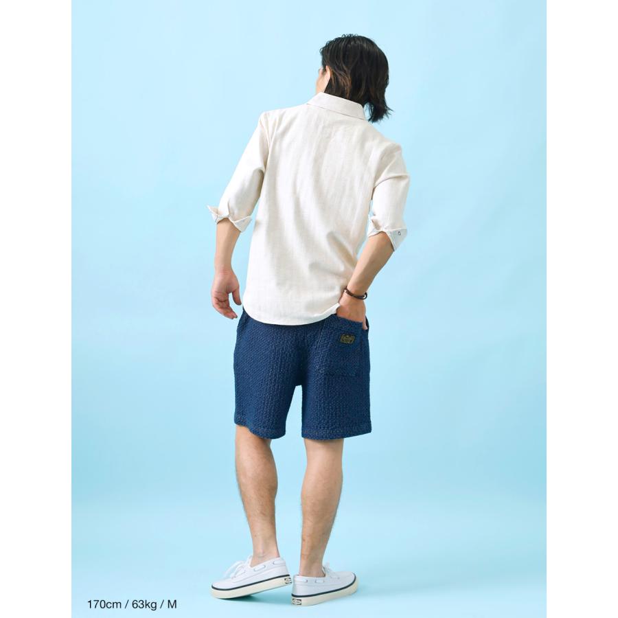 ショートパンツ メンズ インディゴデニム ウエストゴム 夏 HEATH M-XL