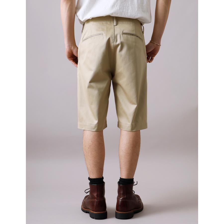 ショーツ メンズ ハーフパンツ チノショーツ 短パン 膝上 プリーツ