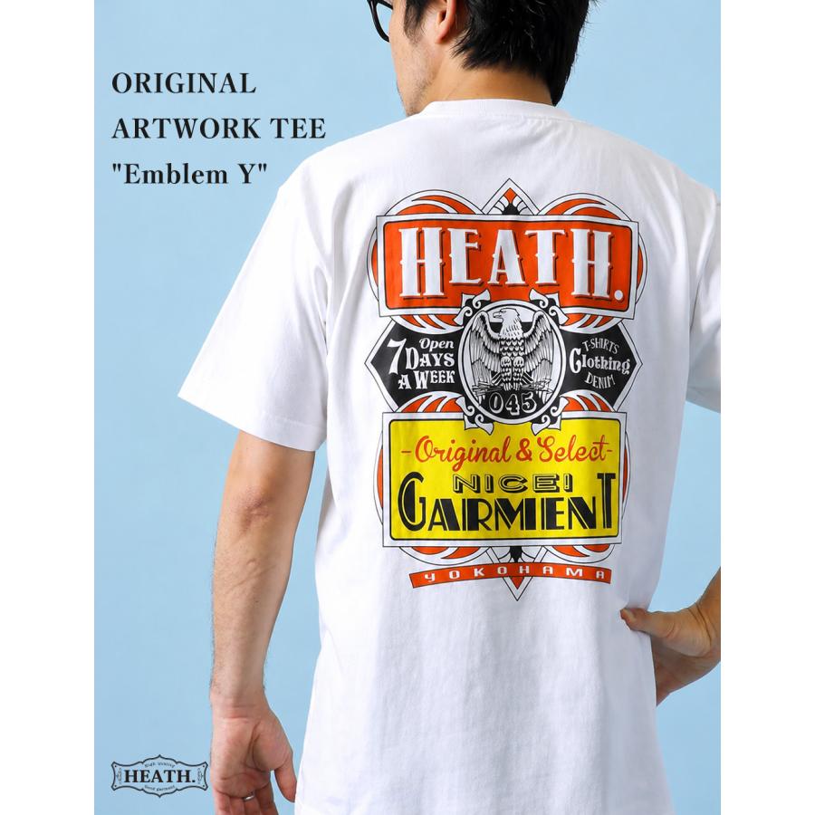 Tシャツ メンズ 半袖 厚手 バックプリント アメカジ HEATH S-2XL