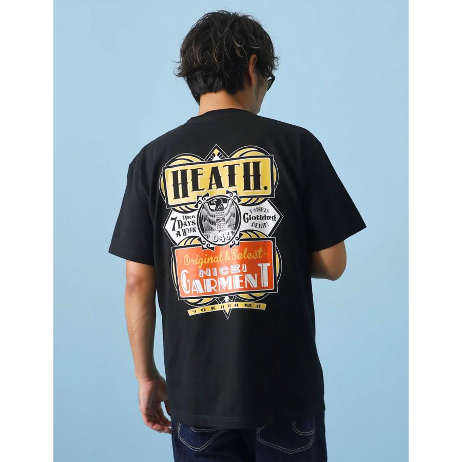 Tシャツ メンズ 半袖 厚手 バックプリント アメカジ HEATH S-2XL