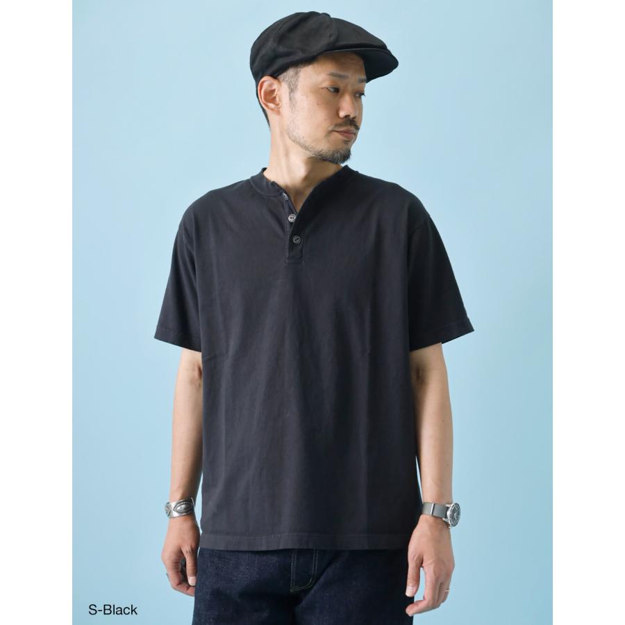 ヘンリーネックTシャツ メンズ 綿100% 丸胴 日本製 HEATH S-2XL