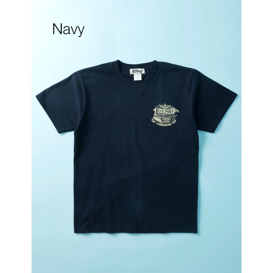 BLUE PORT Tシャツ メンズ 半袖 7.4oz バックプリント クジラ 柄 丸胴
