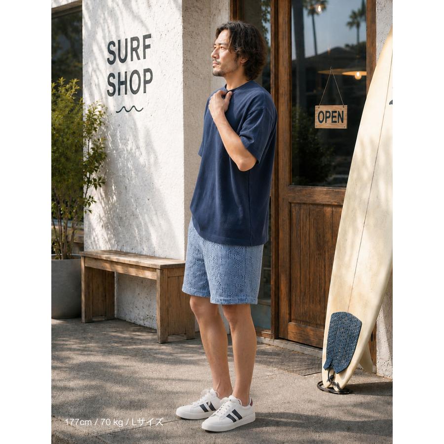 BLUE PORT サーマル ヘンリーネックTシャツ メンズ ワッフル Lightning