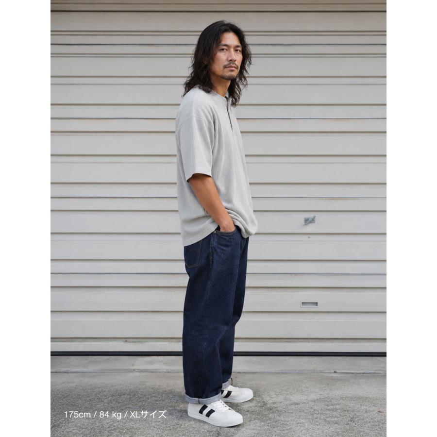 BLUE PORT サーマル ヘンリーネックTシャツ メンズ ワッフル Lightning