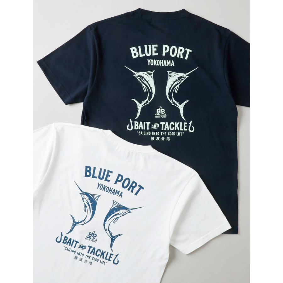 BLUE PORT Tシャツ メンズ 半袖 7.4oz バックプリント カジキ