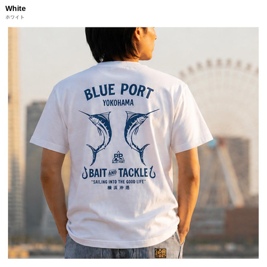 BLUE PORT Tシャツ メンズ 半袖 7.4oz バックプリント カジキ