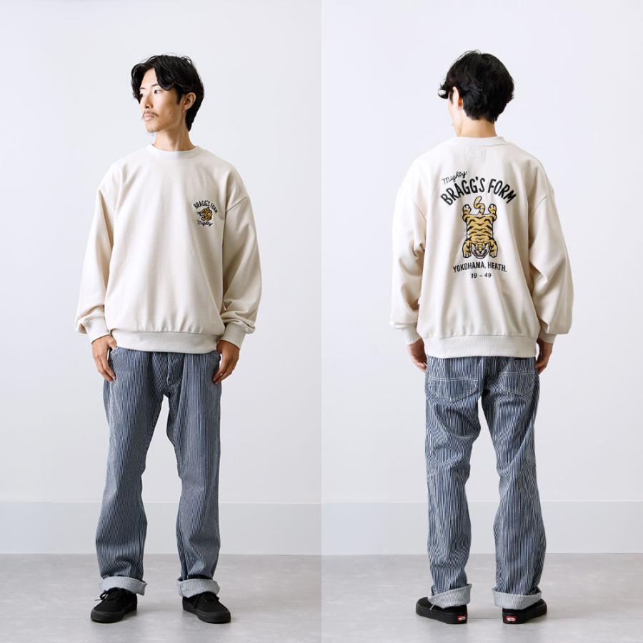 刺繍スウェット メンズ トレーナー 長袖 タイガー 虎 裏毛 ビッグ
