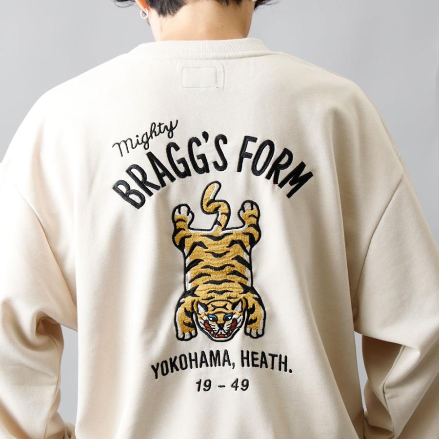 刺繍スウェット メンズ トレーナー 長袖 タイガー 虎 裏毛 ビッグ
