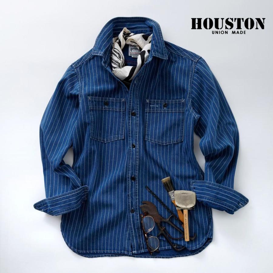 オンラインショップ シャツ メンズ インディゴシャツ ブランド ウォバッシュ生地 ビンテージシャツ Houston ヒューストン ストライプ Aynaelda Com