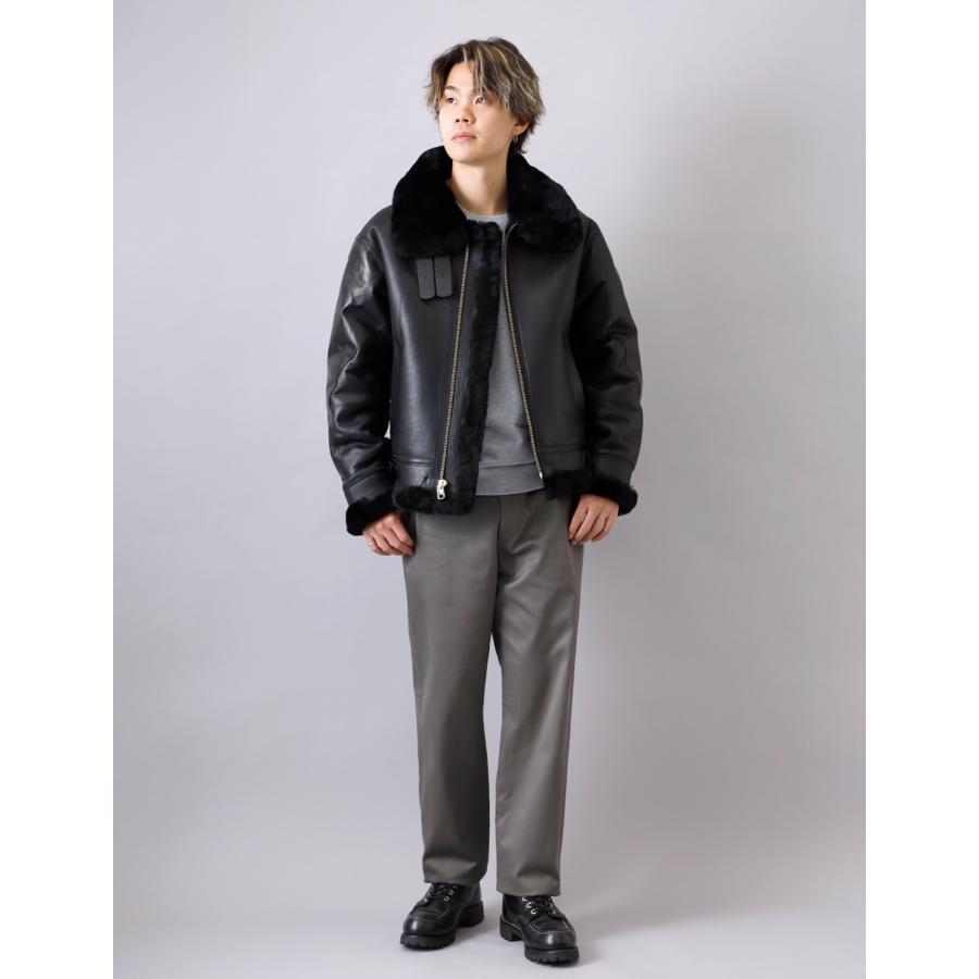 30%OFF！ファミリーセール！ HOUSTON ヒューストン ut-8233 フライトジャケット ムートンレザー 切り替え ファー メンズ アウター ジップアップの画像