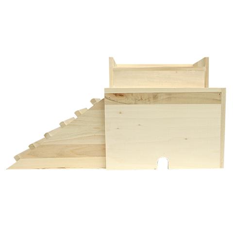 マルカン うさちゃんの2階でごはん/ハウス 寝床 天然木 食器 エサ入れ