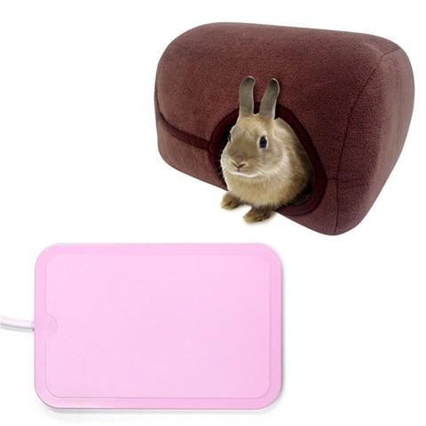 マルカン 「うさぎのほら穴ベッド」と「リバーシブルヒーター L」の 
