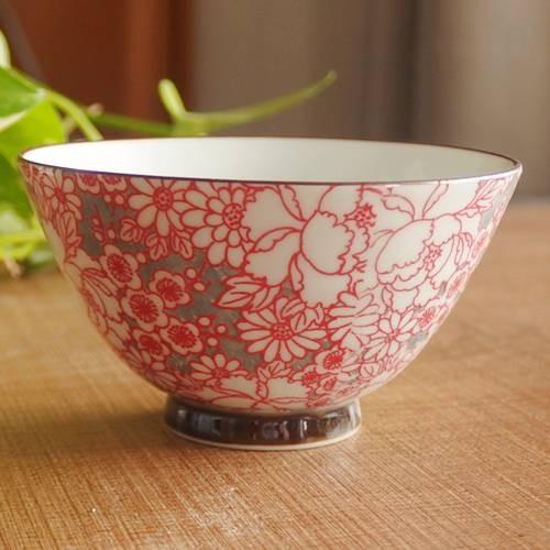 セール開催中 7月中旬頃入荷予定 和食器 波佐見焼 グレートーン ご飯茶碗 赤 お茶碗 茶碗 花柄 お取り寄せ商品 欠品時約1ヶ月程度 全てのアイテム