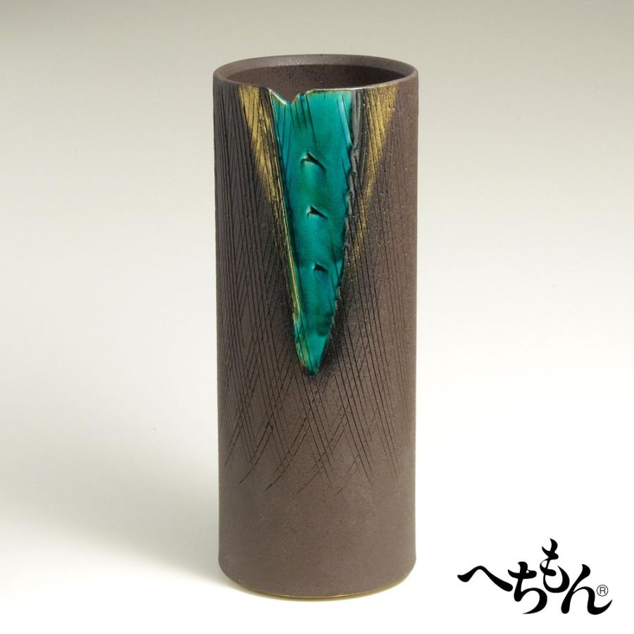 【新品・未使用】清流　傘立　へちもん　信楽焼　インテリア　鉢カバー　壺 送料無料】【信楽焼】へちもん 緑釉金彩 傘立 : へちもん