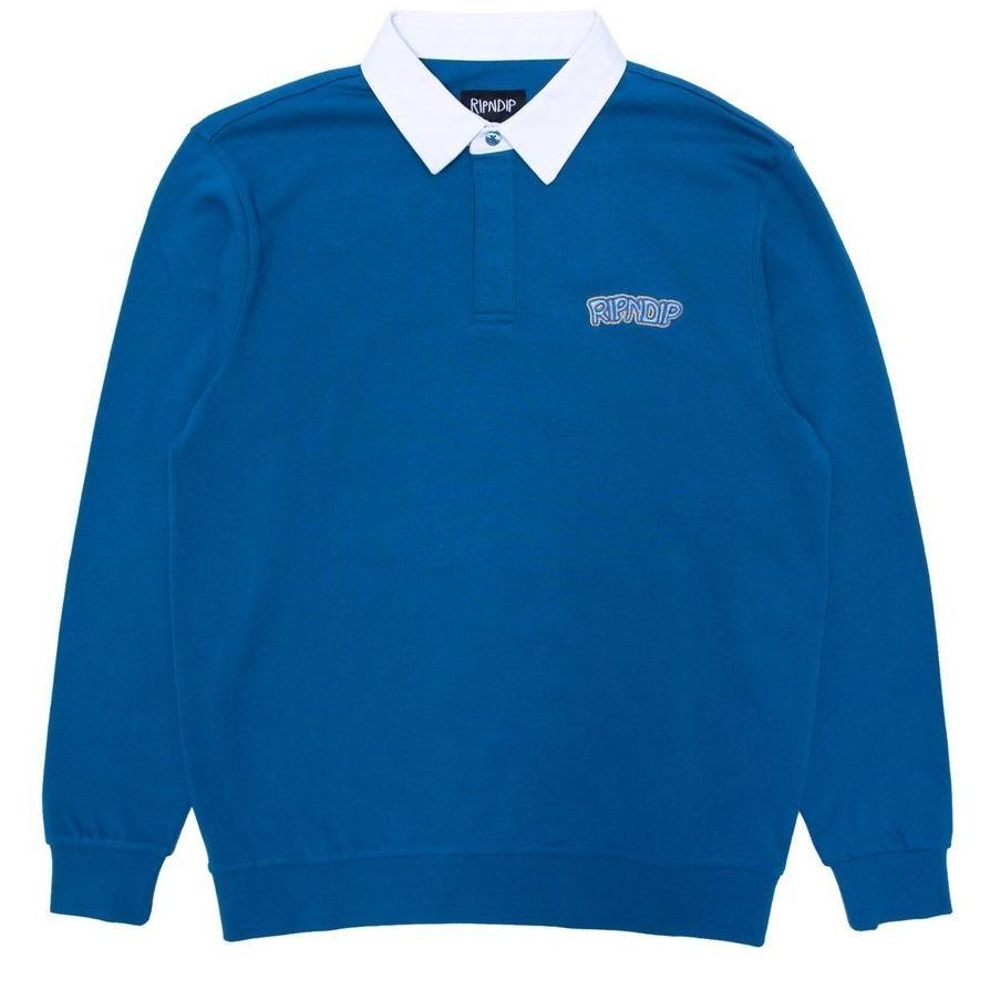 Ripndip Intertwined Long Sleeve Rugby Slate XL ポロシャツ RIPNDIP Ripndip Intertwined Long Sleeve Rugby Slate XL