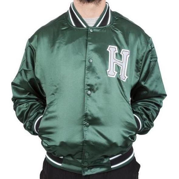 HUF Crackerjack Satin Baseball Jacket Forest Green L